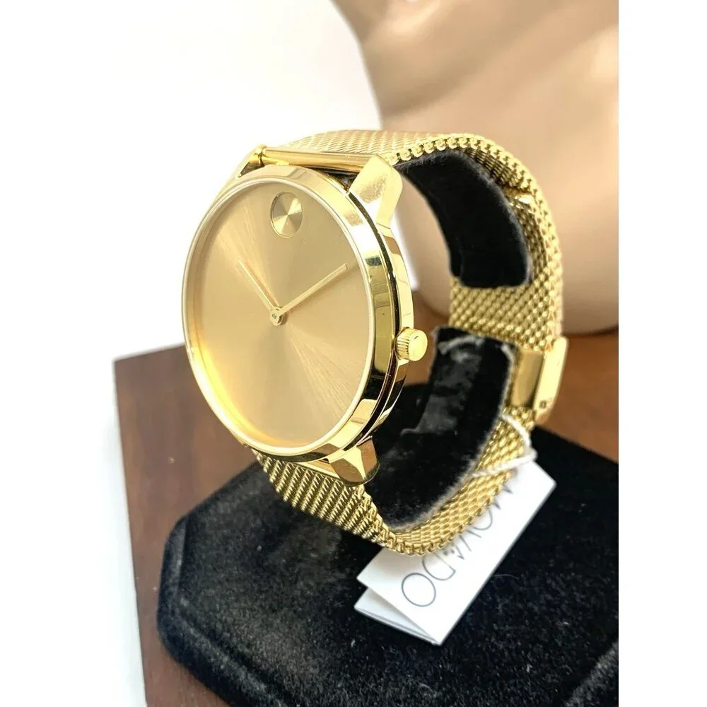 Movado Men's Watch 3600833 Bold Gold Dial Swiss Quartz Steel 42mm Mesh Band